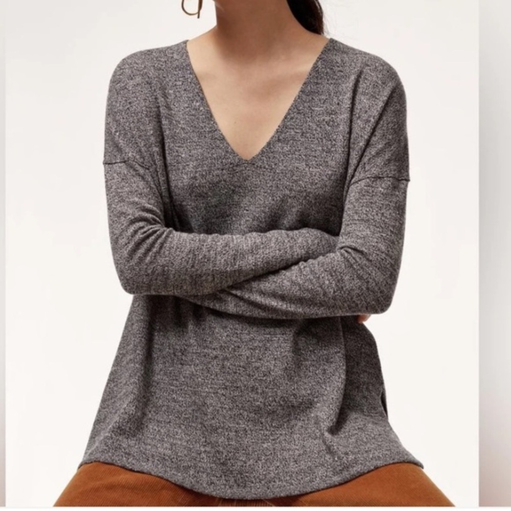 Wilfred Babaton Erin Heathered Gray V-Neck Sweater Size XS